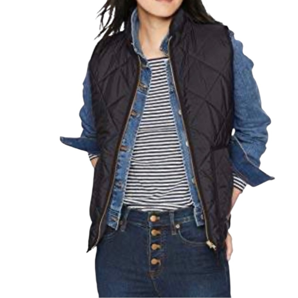J. CREW FACTORY Quilted Down Puffer Vest Gold Hardware Size S — FALL STAPLE!!!